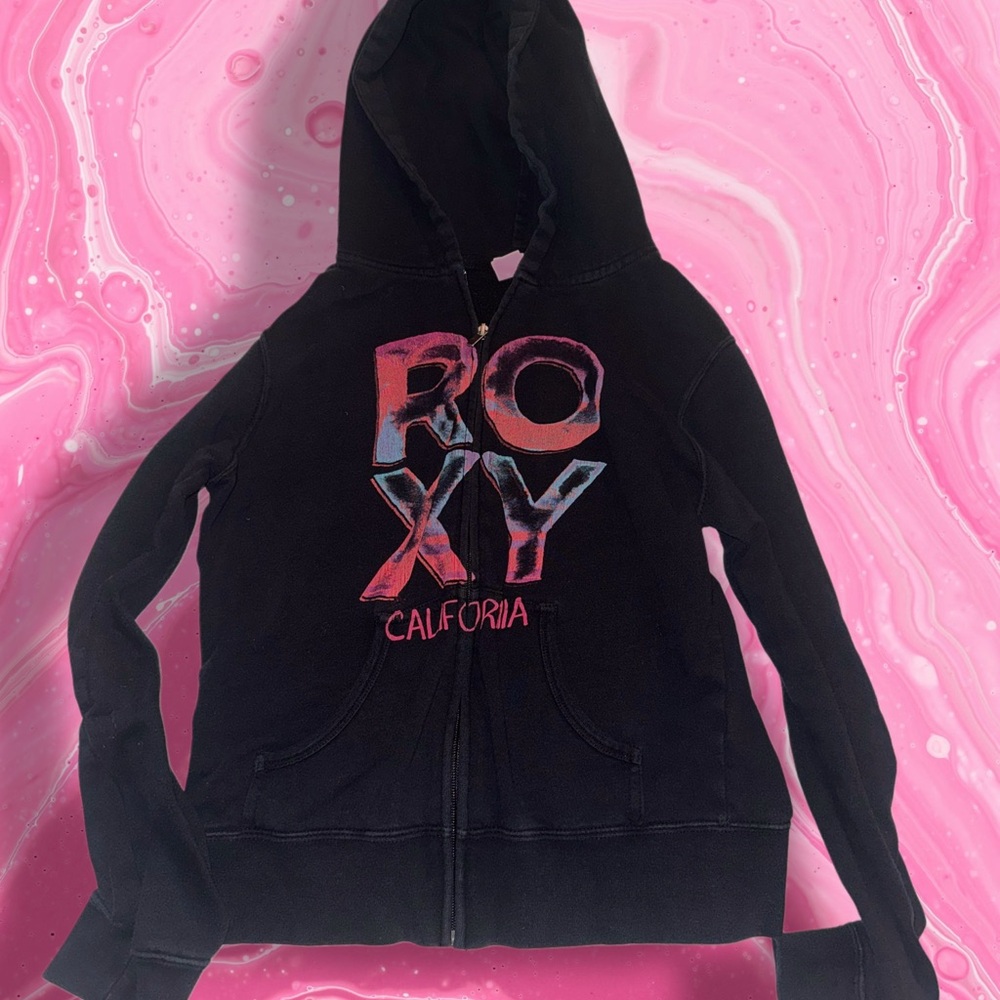 Roxy Black and Pink Zip-Up Hoodie